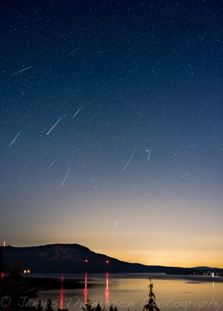 Perseids meteor shower over Saltspring Island.